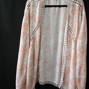 Cato Sheer Lace Trim Cardigan